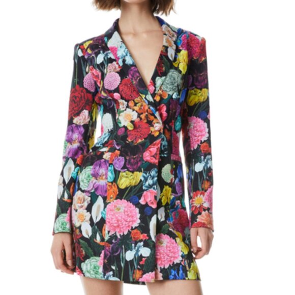 Alice + Olivia LATOYA BLAZER MINI DRESS in Botanical / Floral Print - Size 2 - Picture 1 of 6